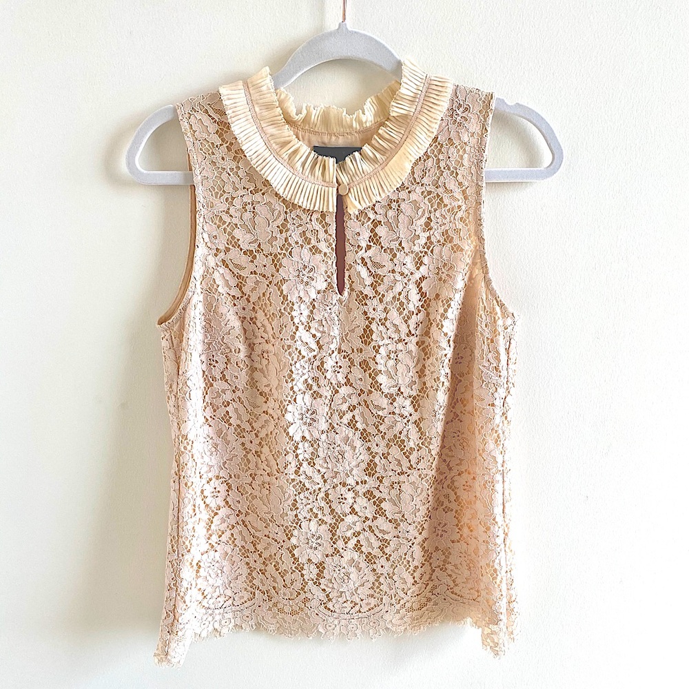 J Crew Lace Collared Shift Top - Small